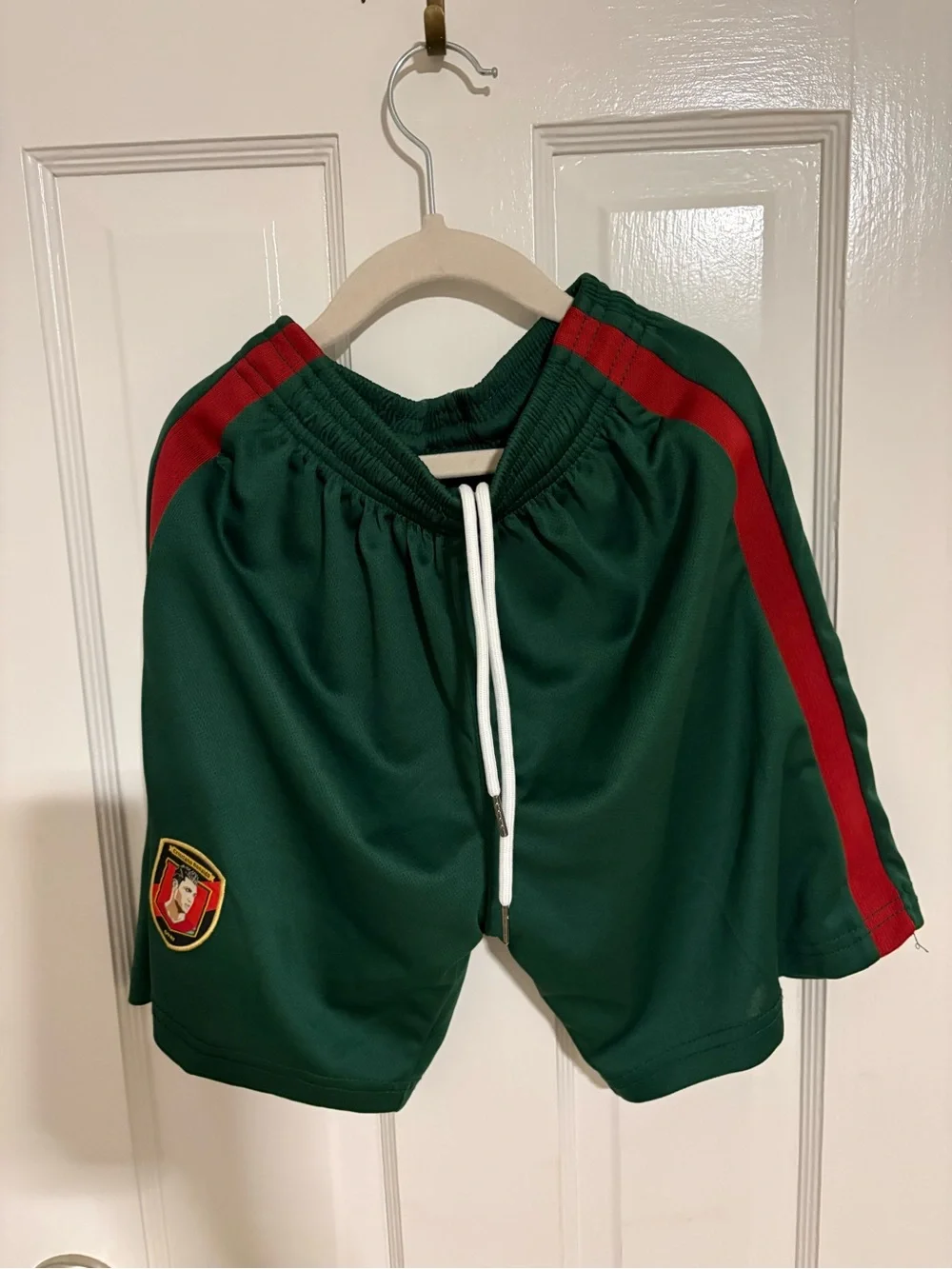 Ronaldo Red and Green Athletic Soccer Jersey & Shorts with Crest